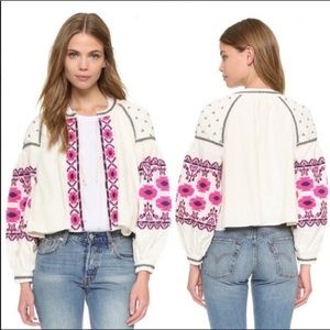 Free People  Embroidered Swingy Jacket